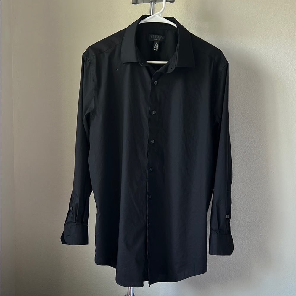 Alfani Black Long Sleeve Men Dress Shirt